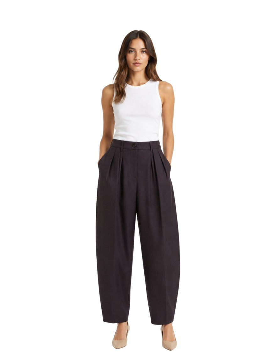 Nine In The Morning Ametista Gerda Wool Pleated Wide-Leg Pants