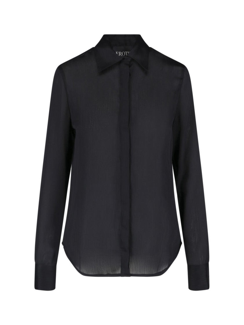 Dondup Black Chiffon Hidden Button Shirt