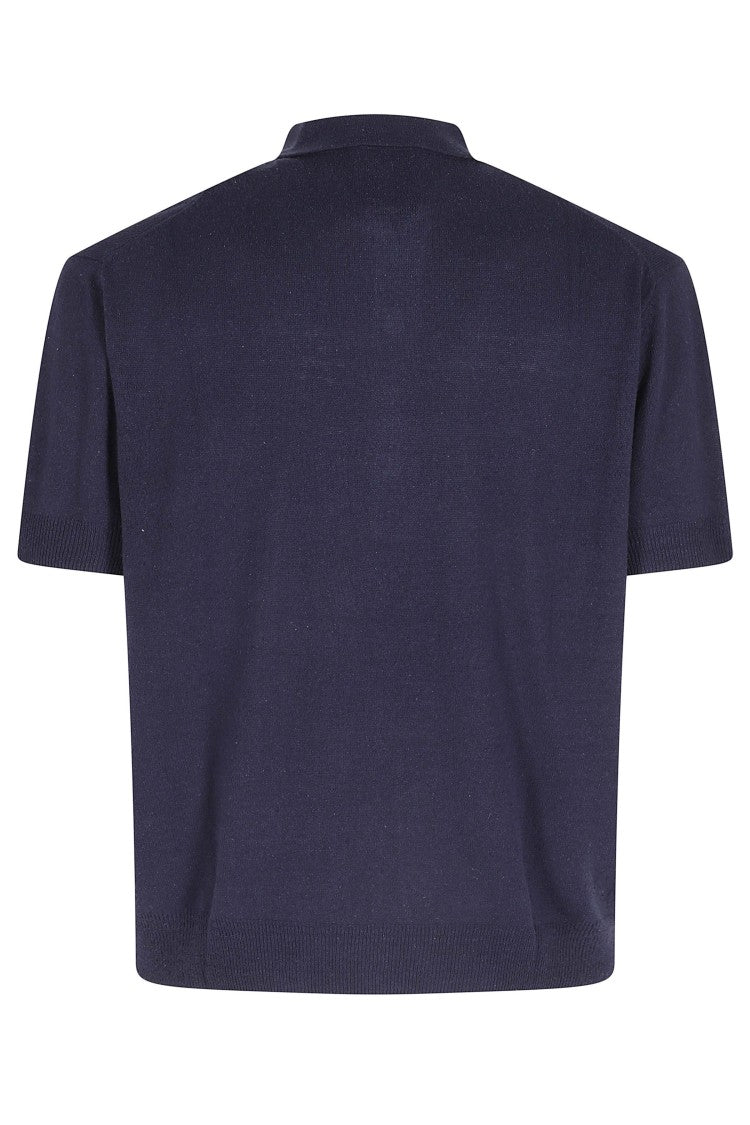 Paolo Pecora Blue Classic Four-Buttons Silk Polo Shirt