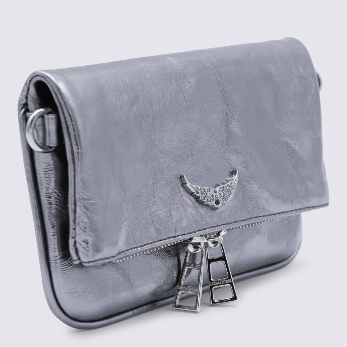 Zadig & Voltaire Silver Leather Rock Nano Vintage Metal Shoulder Bag
