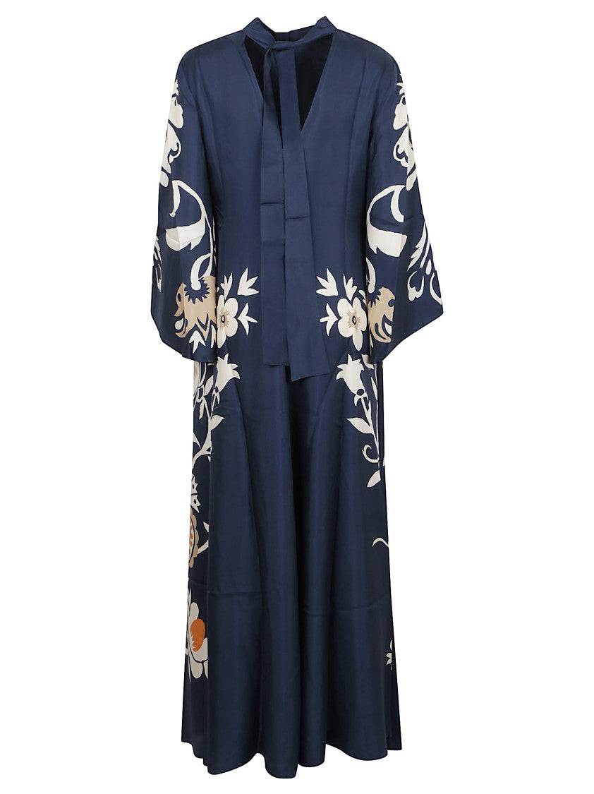 La Double J Silk Twill Maxi Dress With Cascading Sleeves