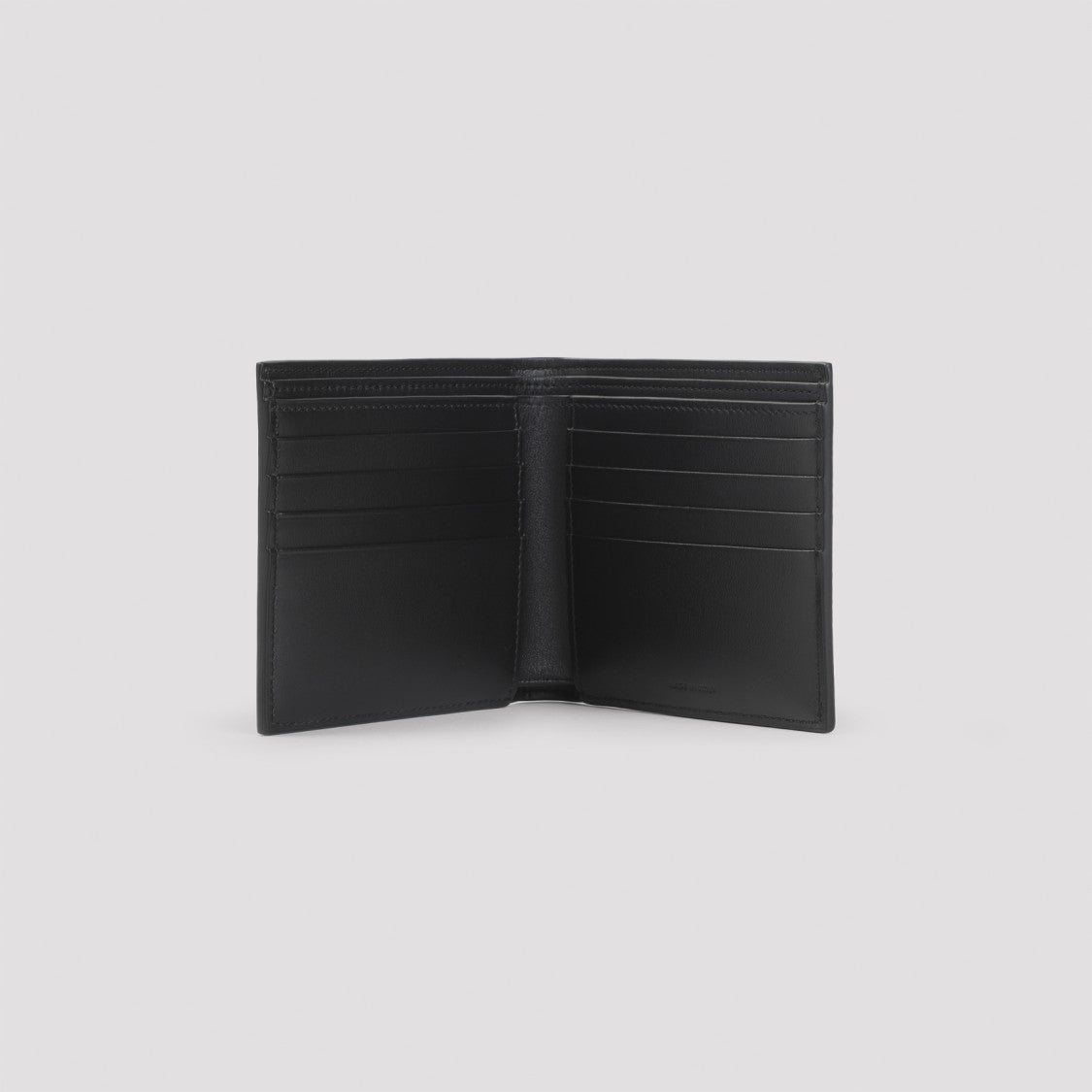 Celine Textured Calf Leather Bi-Fold Wallet With Silver-Tone Logo