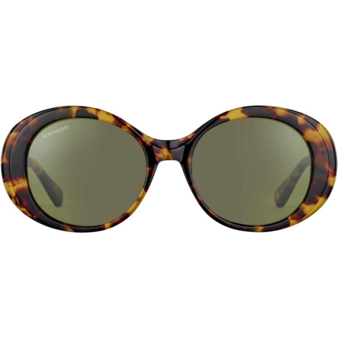 Serengeti Bacall Tortoiseshell Oval-Shaped Sunglasses With Dark Green Lenses