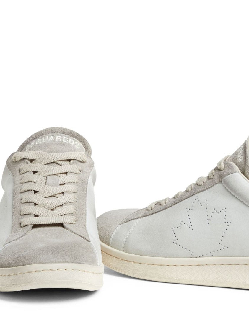 Dsquared2 White Sneakers With Maple Leaf Detail