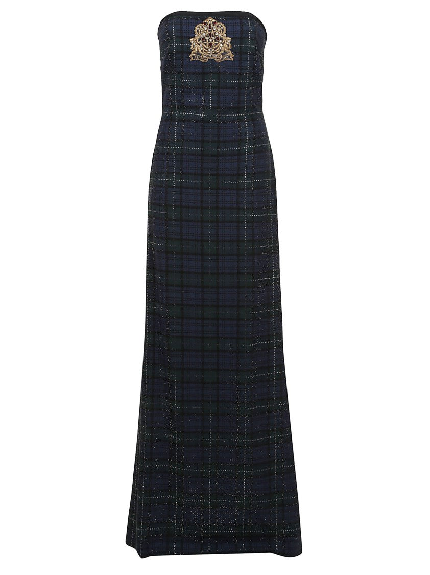 Polo Ralph Lauren Strapless Dark Plaid Maxi Dress