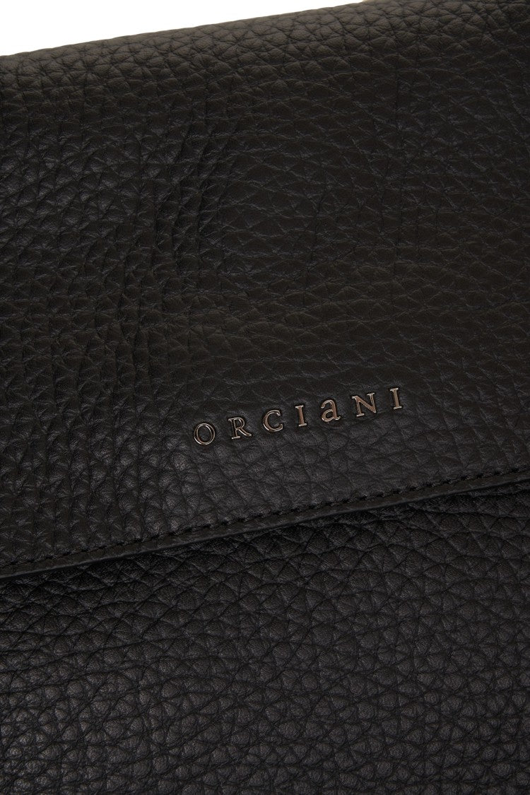 Orciani Hammered Leather Shoulder Bag With Removable Chain Strap