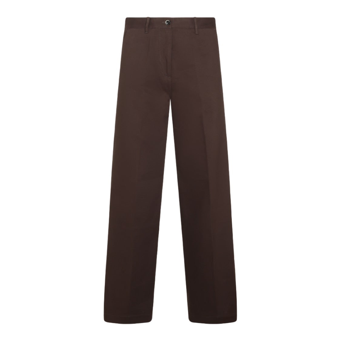 Nine In The Morning Button Detail Polished Finish Straight-Leg Pants