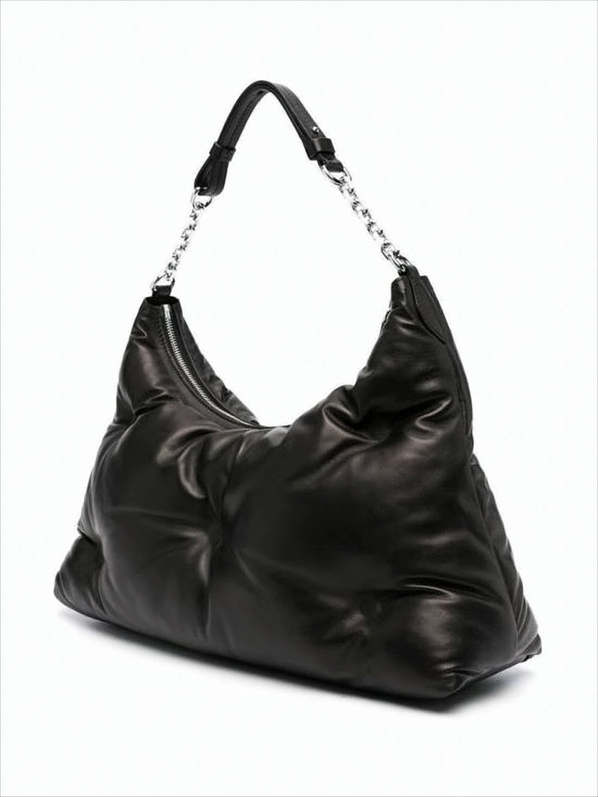 Maison Margiela Padded Leather Shoulder Bag With Silver Chain Detail