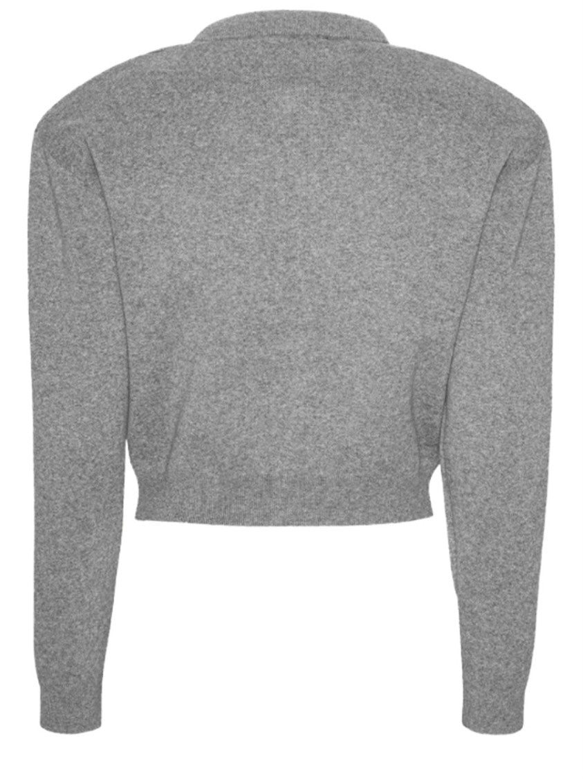 Rotate Birger Christensen Letters Cropped Cotton-Cashmere Knit Cardigan