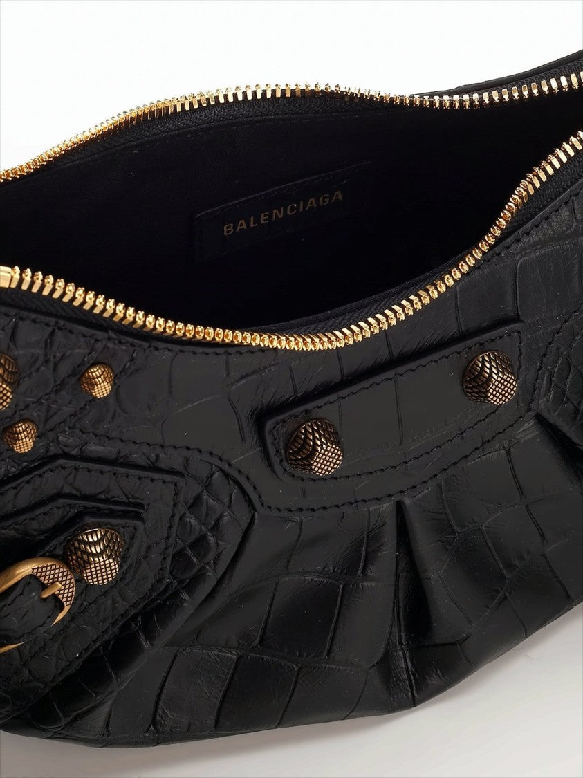 Balenciaga Textured Finish Black Calf Leather Balenciaga Xs Shoulder Bag