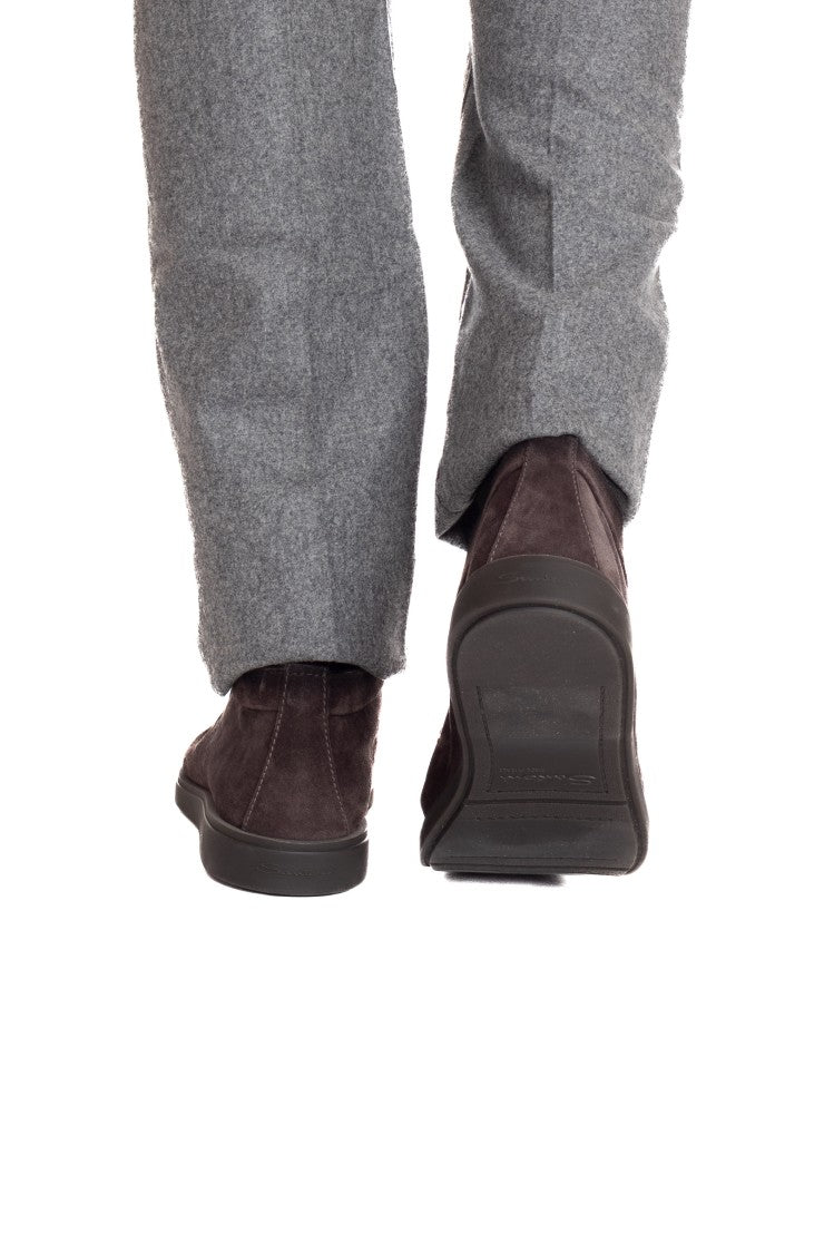 Santoni Suede Slip-On With Rubber Sole
