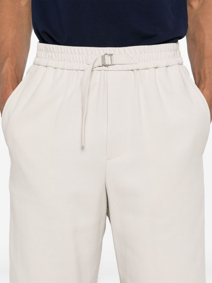 Ami Paris Light Beige Elasticated Waistband Cotton Shorts