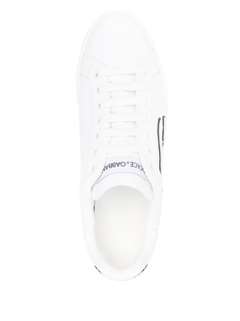 Dolce & Gabbana Lace-Up White Sneakers With Padded Ankle