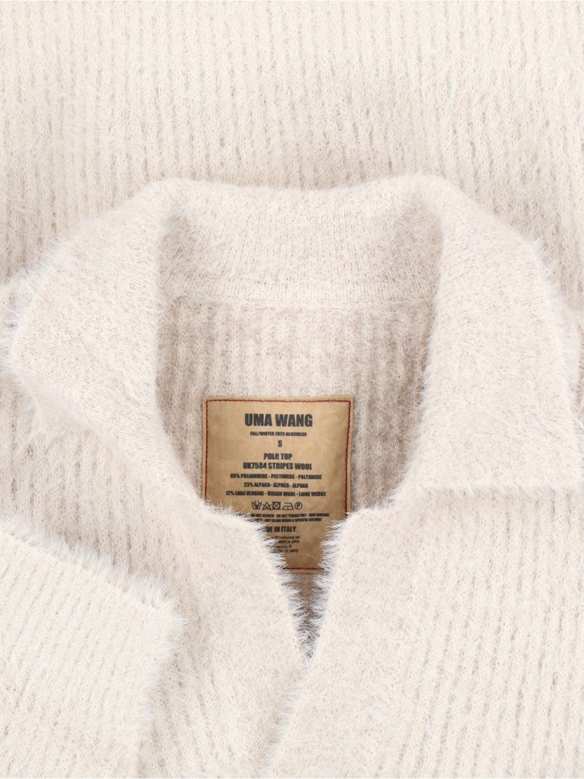 Uma Wang V-Neck Alpaca Sweater – Cream