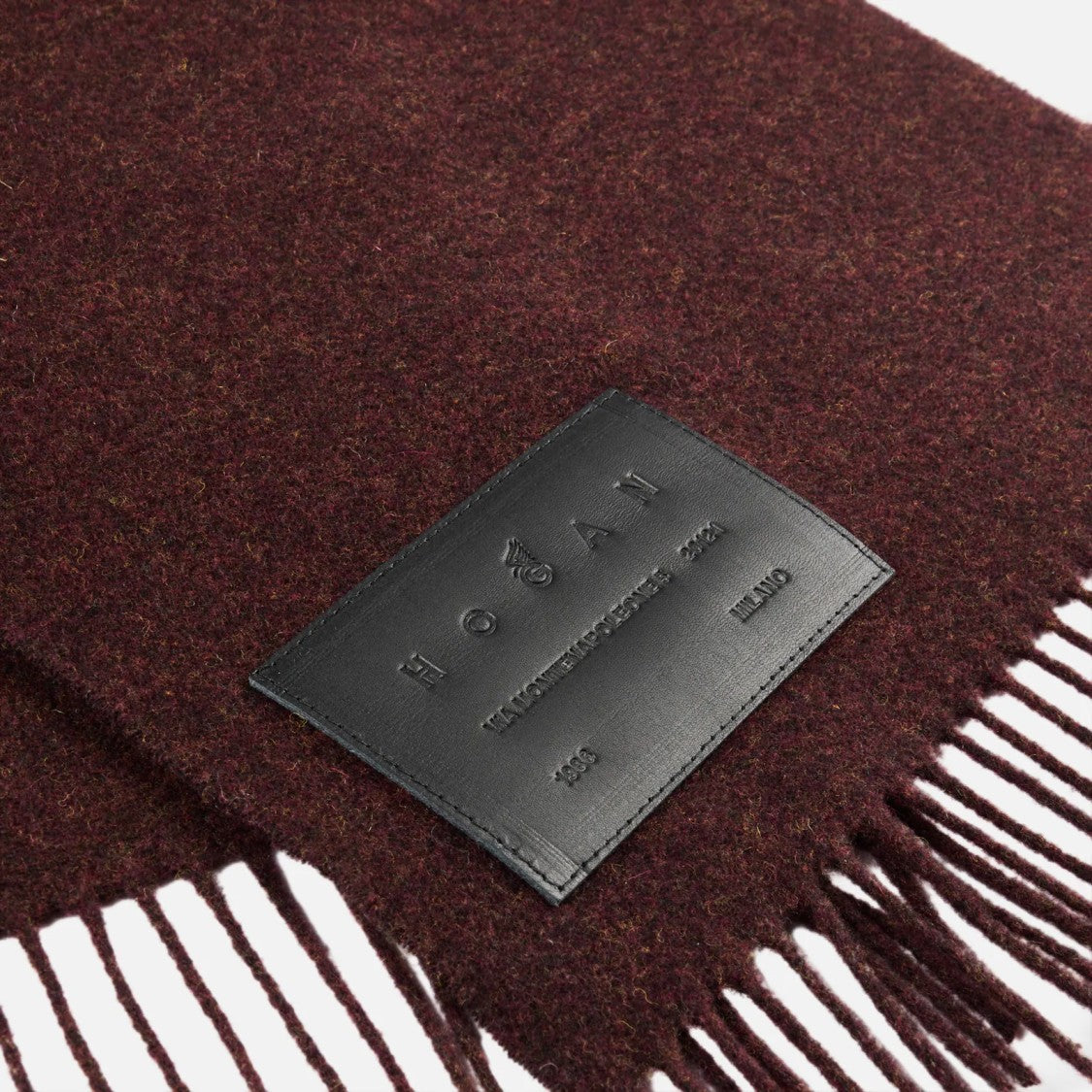 Hogan Fringed Burgundy Scarf With Virgin Wool