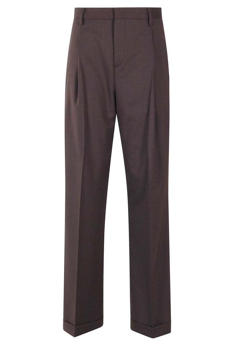 Briglia Briglia Brown Wool Straight-Leg Pants With Pleats