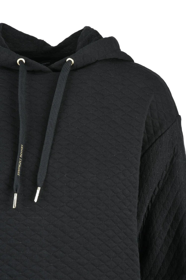 Armani Exchange Black Quilted Hooded Hoodie