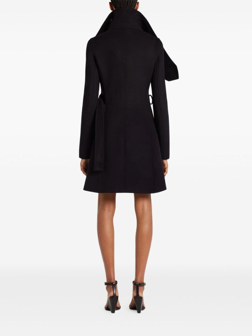 Courrèges Asymmetric Collar Tailored Black Coat With Concealed Buttons