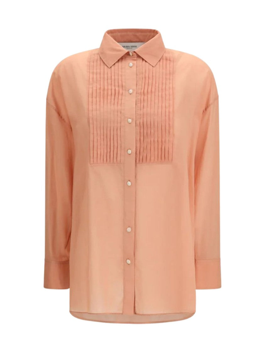 Golden Goose Semi-Sheer Pleated Cotton Shirt