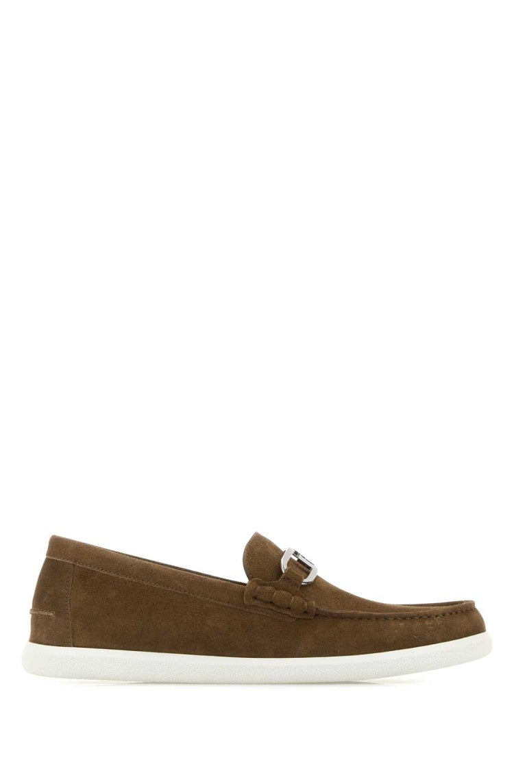 Fendi Brown Suede O Lock Light Loafers