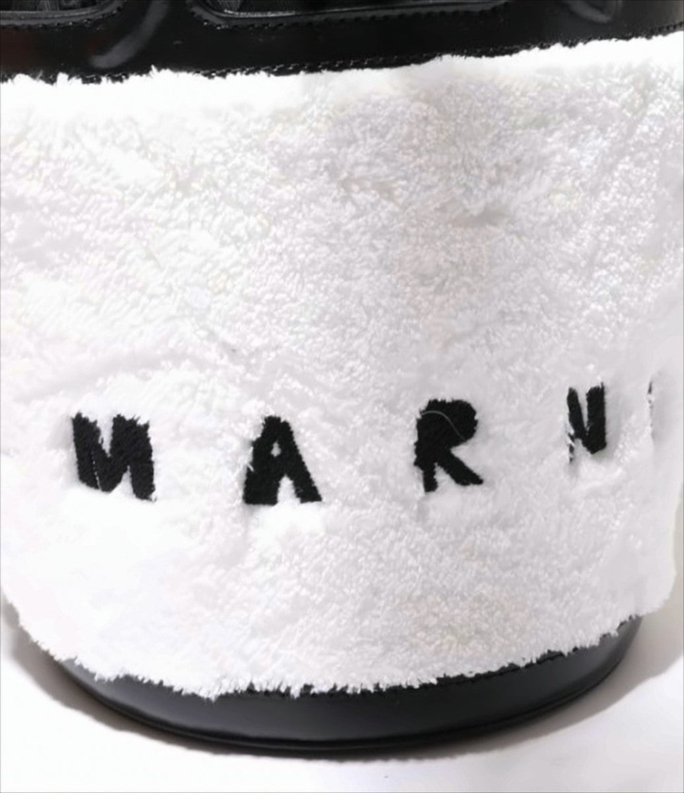 Marni Small Bucket Tote Bag With Faux Fur And Calf Leather Trim