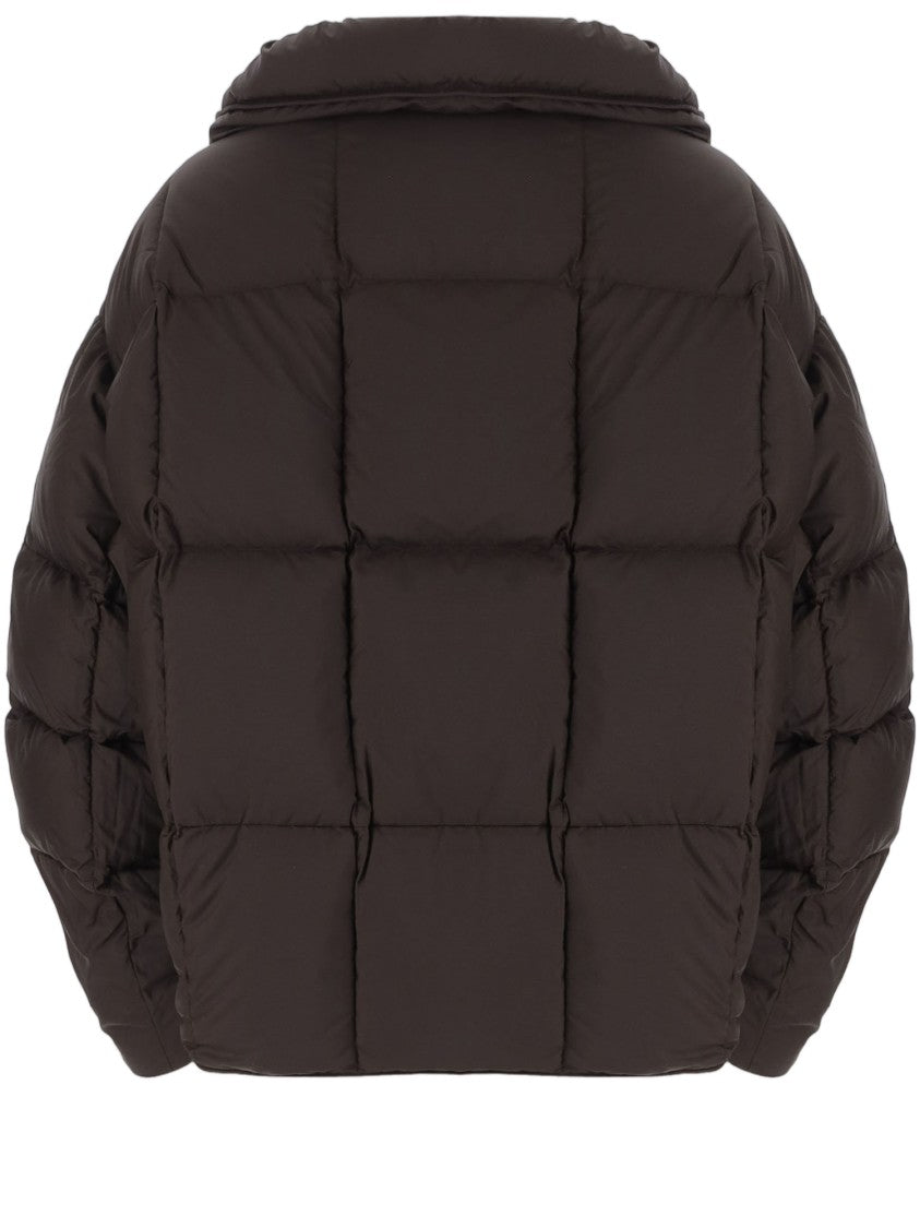 Ienki Ienki Cropped Brown Quilted Padded Jacket With Wide Collar