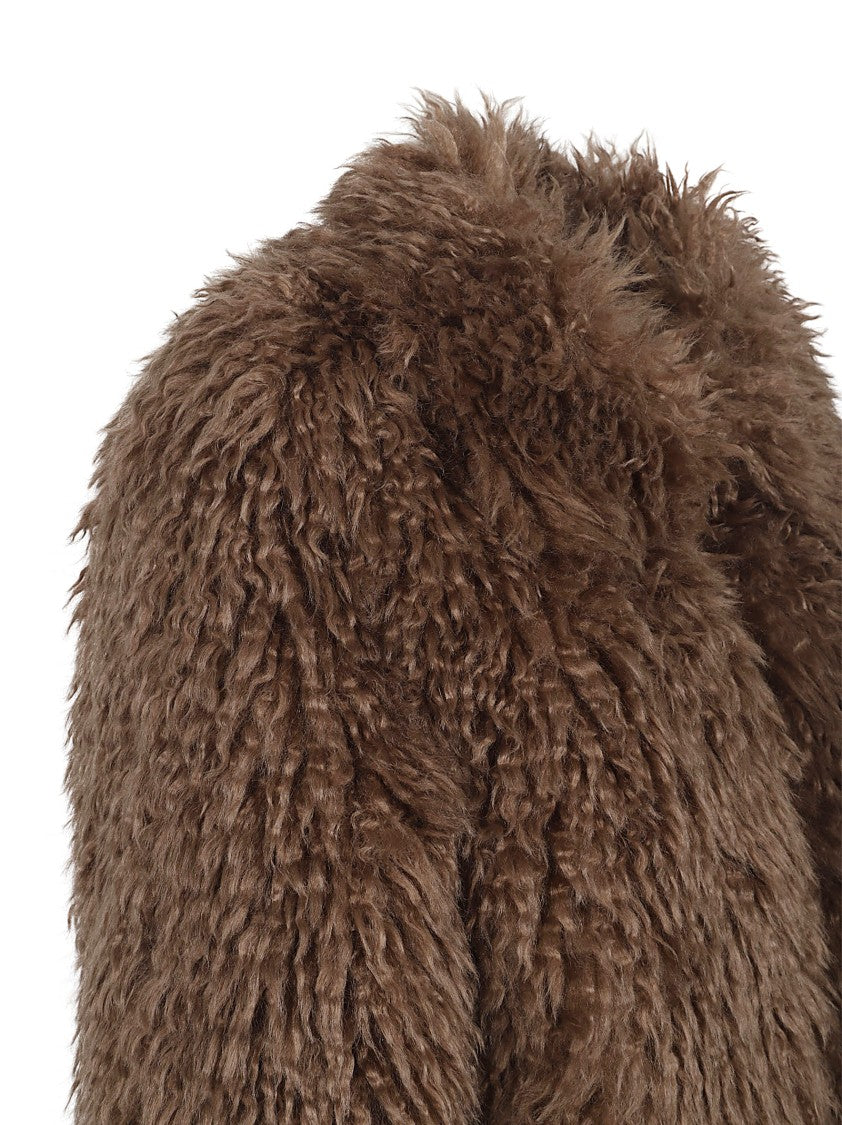 Stand Studio Plush Cropped Jacket With Rounded Collar