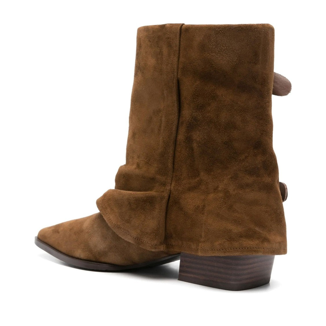 Sergio Moretti Brown Suede Slouchy Buckle Boots