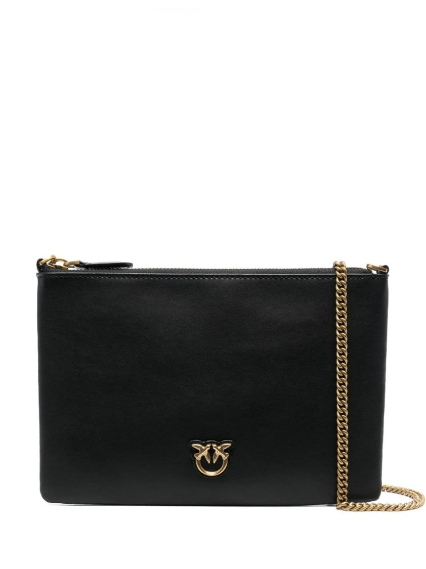 Pinko Black Smooth Gold-Tone Handbag