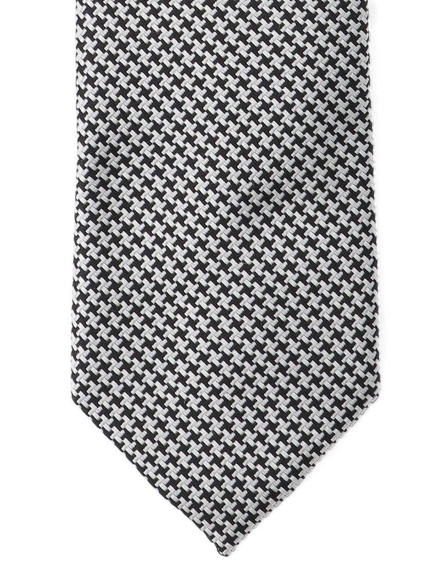 Tom Ford Adjustable Black Silk Tie With Houndstooth Pattern