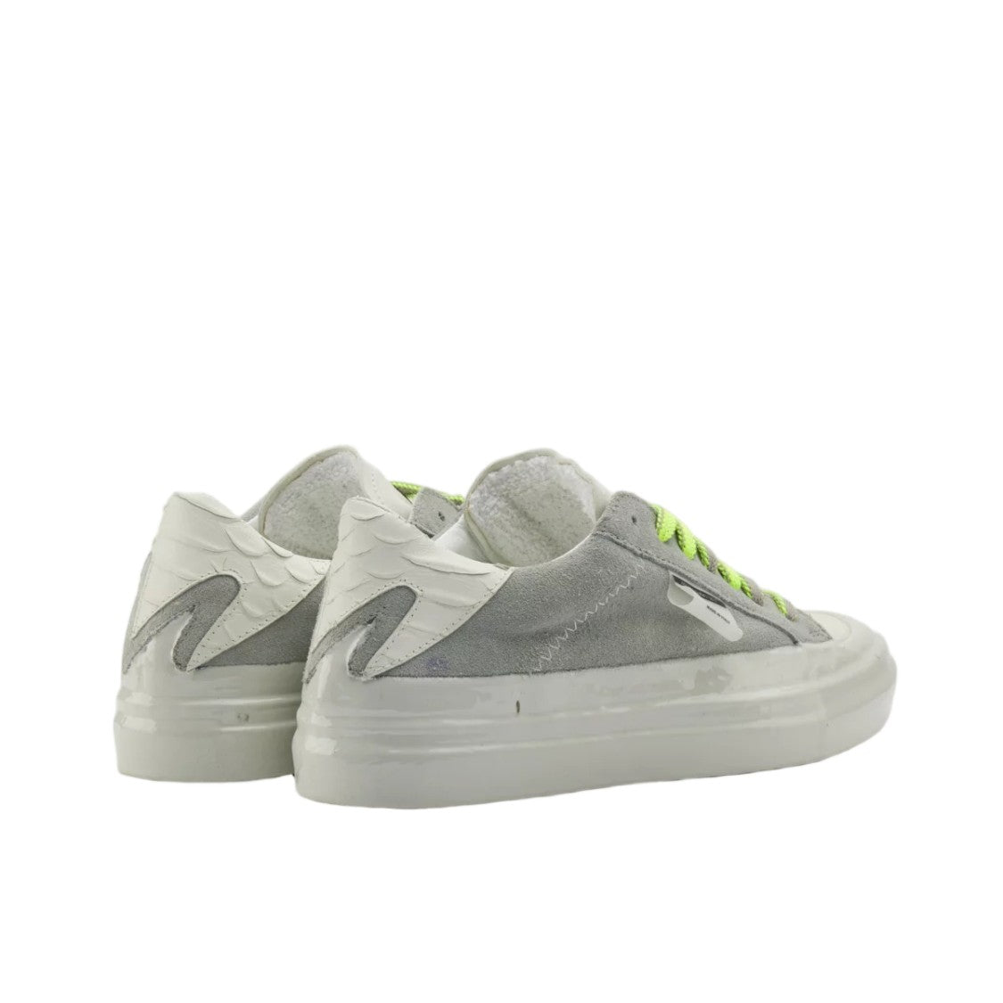 Mimanera Grey White Suede Python Print Sneakers