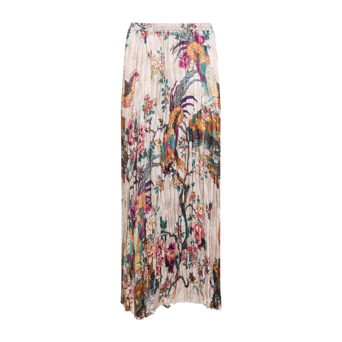 Roberto Cavalli Beige Silk Midi Skirt