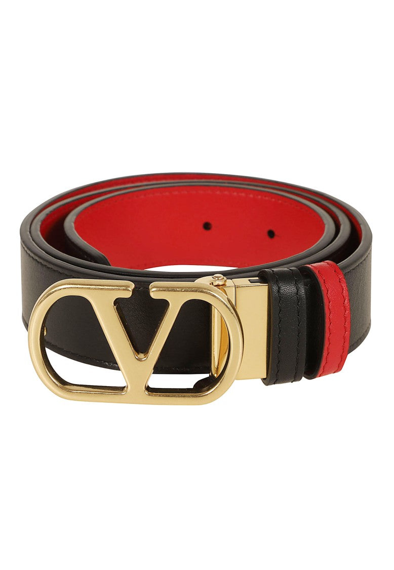 Valentino Garavani Reversible Leather Belt With Vlogo Signature Buckle