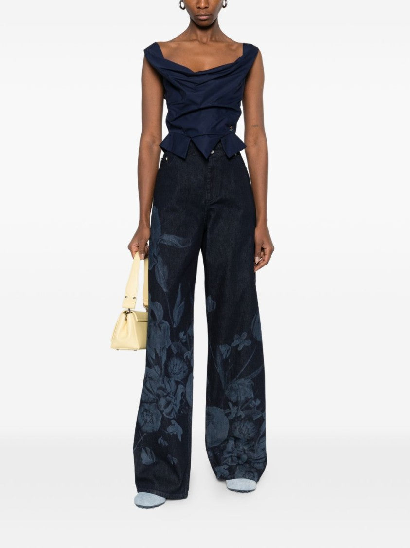 Vivienne Westwood Navy Blue Draped Asymmetric Square Top