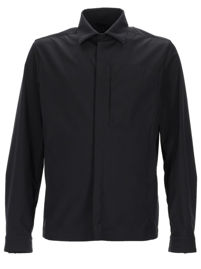 Herno Wool-Blend Minimalist Single Pocket Casual Shirt