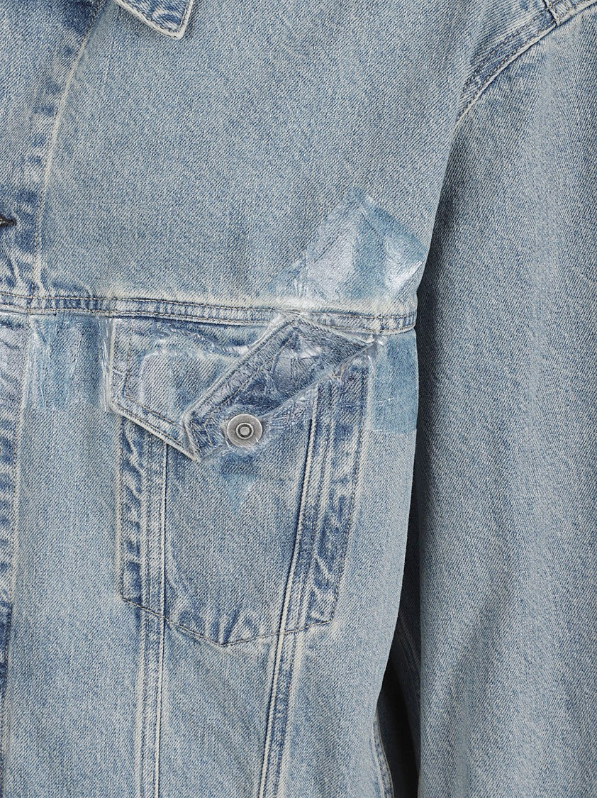 Maison Margiela Light Wash Denim Jacket With Distressed Accents
