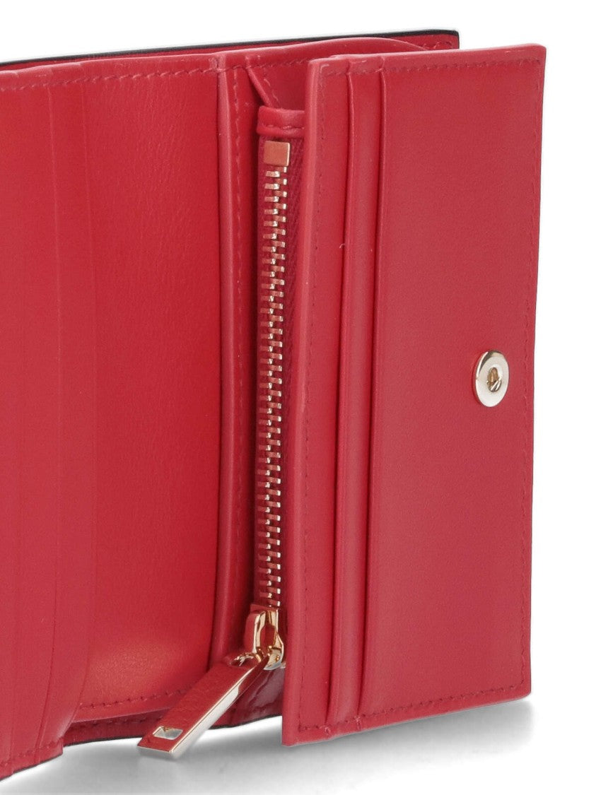 Ferragamo Compact Black Wallet With Gold-Tone Clasp