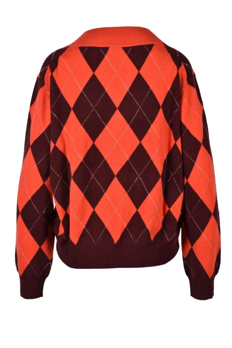 Ballantyne Argyle Pattern Cashmere Pullover Sweater