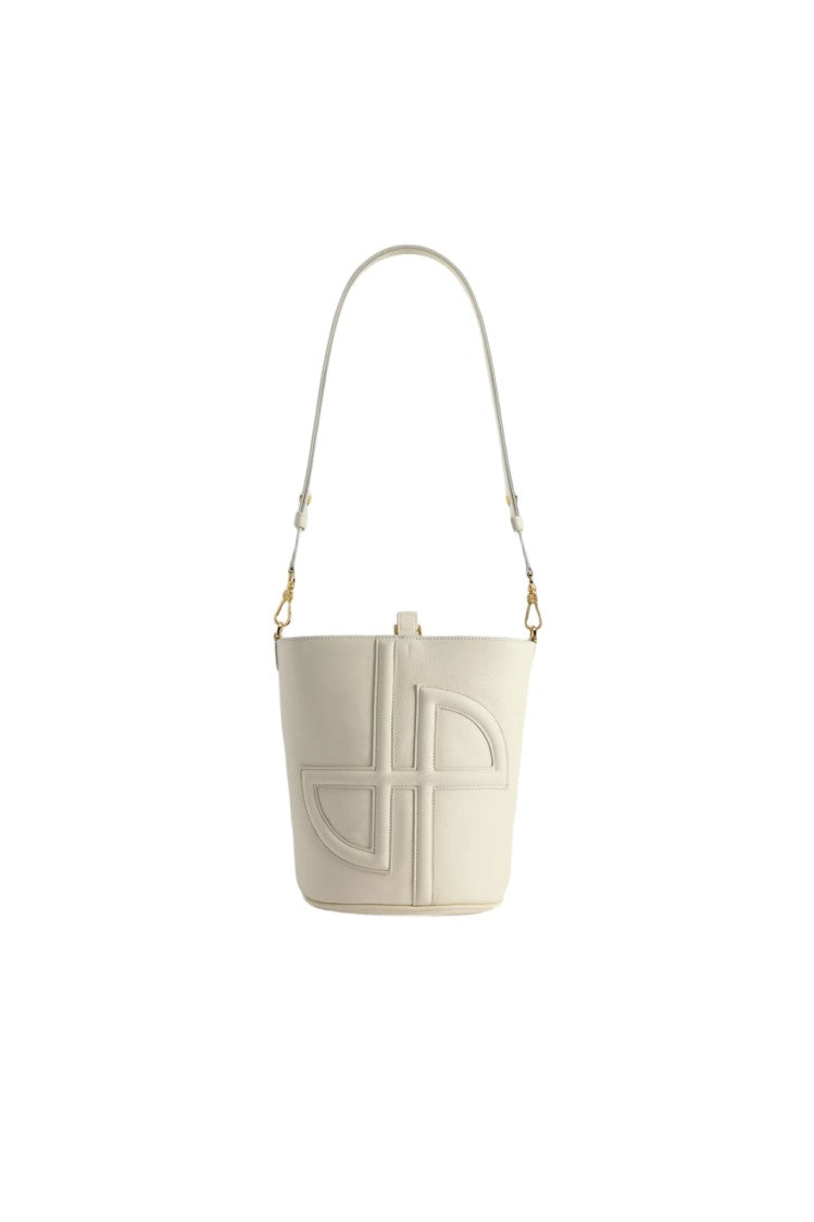Patou Small Off-White Grained Leather Bucket Bag