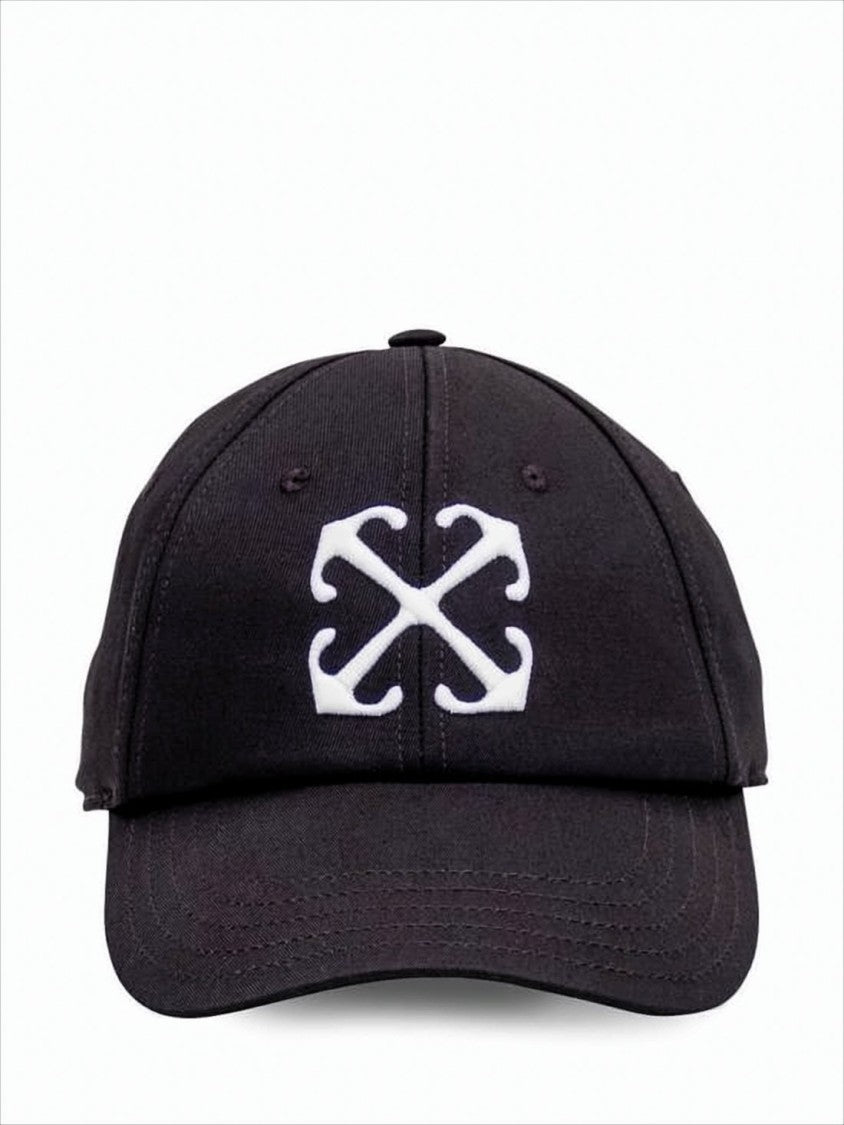 Off-White Black Cotton Baseball Cap With Embroidered Logo