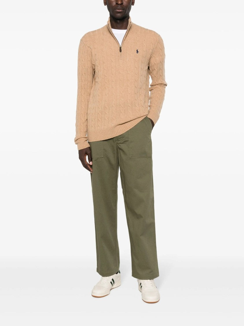 Polo Ralph Lauren Cable Knit Pullover With Half-Zip Closure And Mock Neck