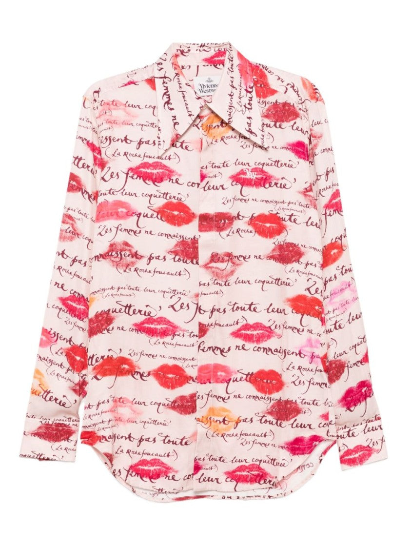Vivienne Westwood Light Pink Lips Print Casual Shirt