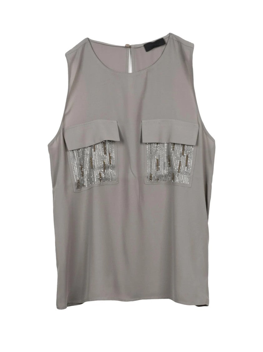Liu Jo Sage Green Polyester Sleeveless Top