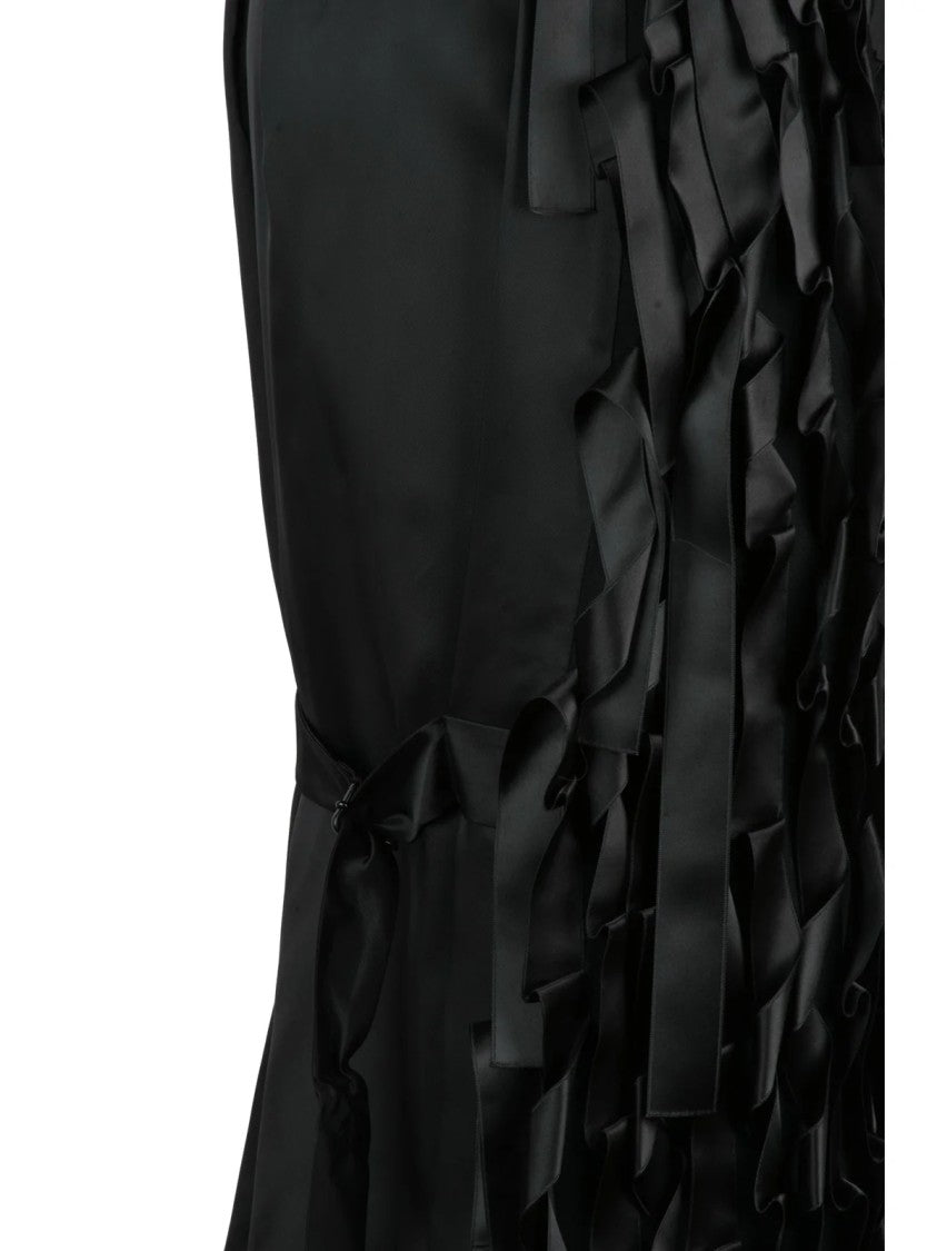 Prada Fluid Satin Midi Skirt With Textured Ribbon Detail