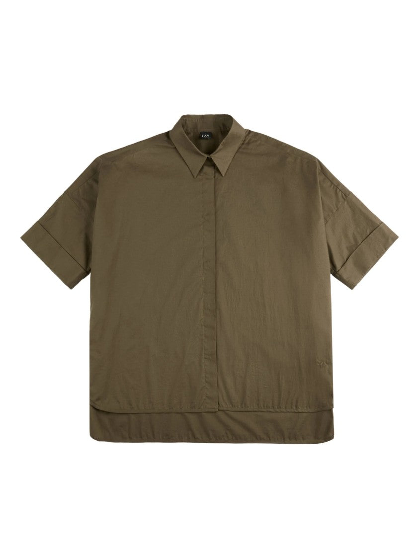 Fay Boxy Brown Short-Sleeved Classic Shirt