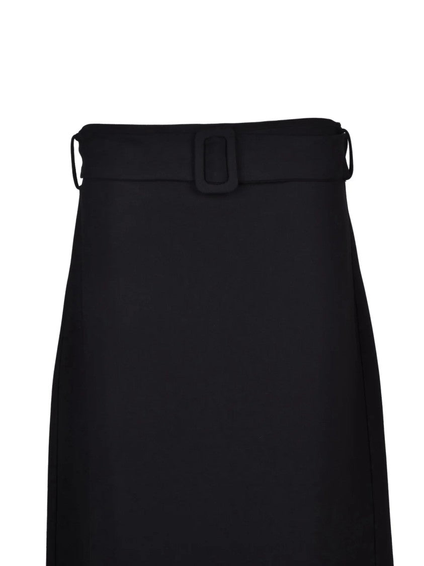 P.A.R.O.S.H. Black Viscose Elastane Women's Flared Skirt