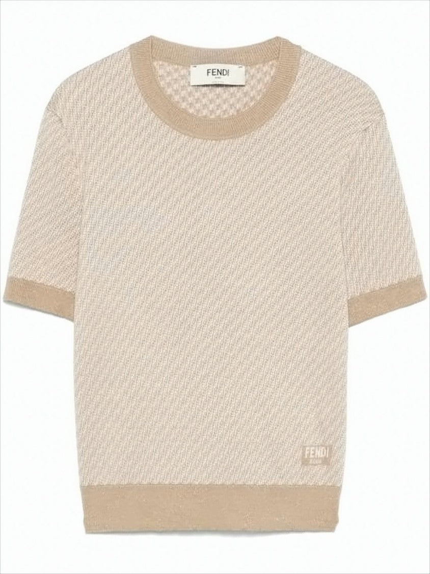Fendi Textured Knit Sweater With Ribbed Trims