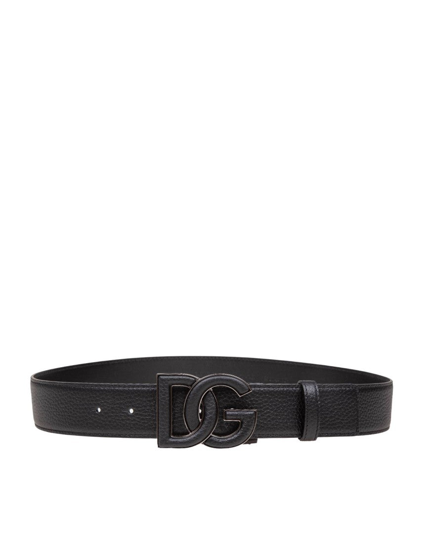 Dolce & Gabbana Leather Belt With Dg Logo