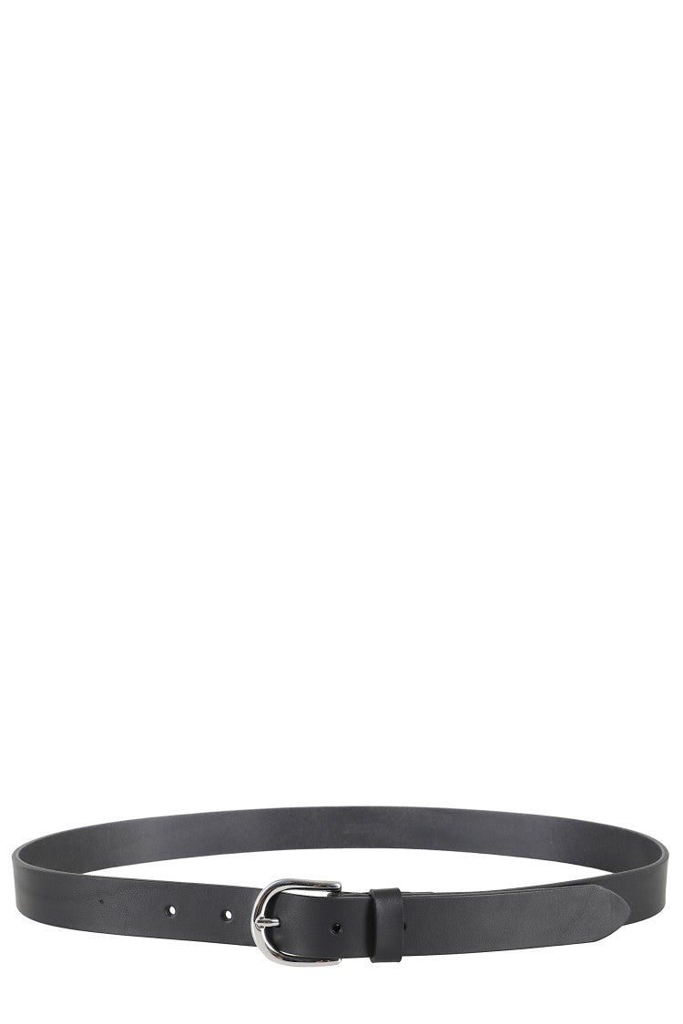 Isabel Marant Narrow Leather Belt With Polished Silver Buckle