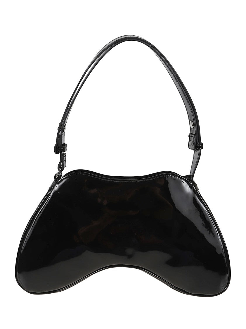 Diesel Curved Silhouette Black Polyurethane Shoulder Bag